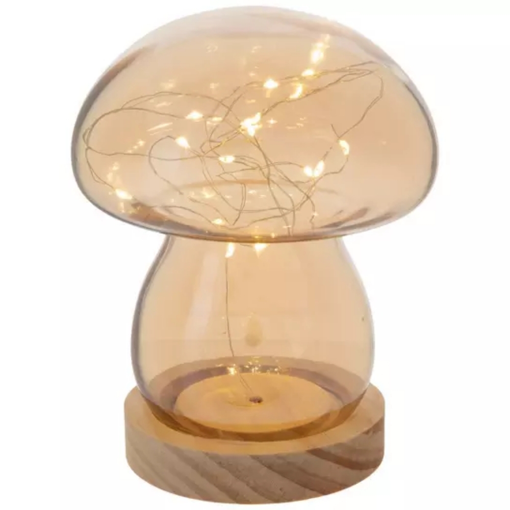 Amber Glass Mushroom Fairy Light